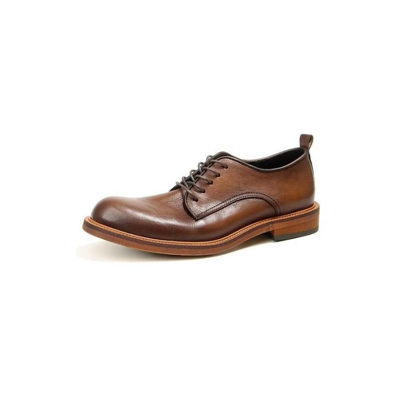 Męskie Buty Wizytowe Eleganckie Skórzane Typu Oxford W Stylu Retro - Brązowy