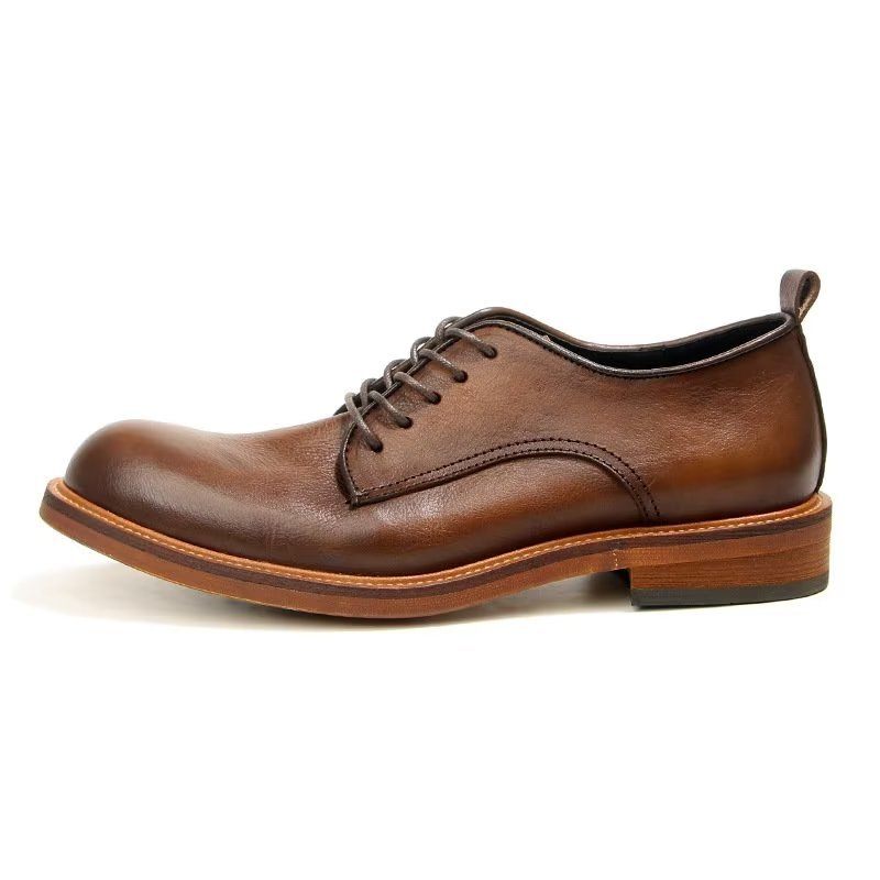 Męskie Buty Wizytowe Eleganckie Skórzane Typu Oxford W Stylu Retro - Brązowy