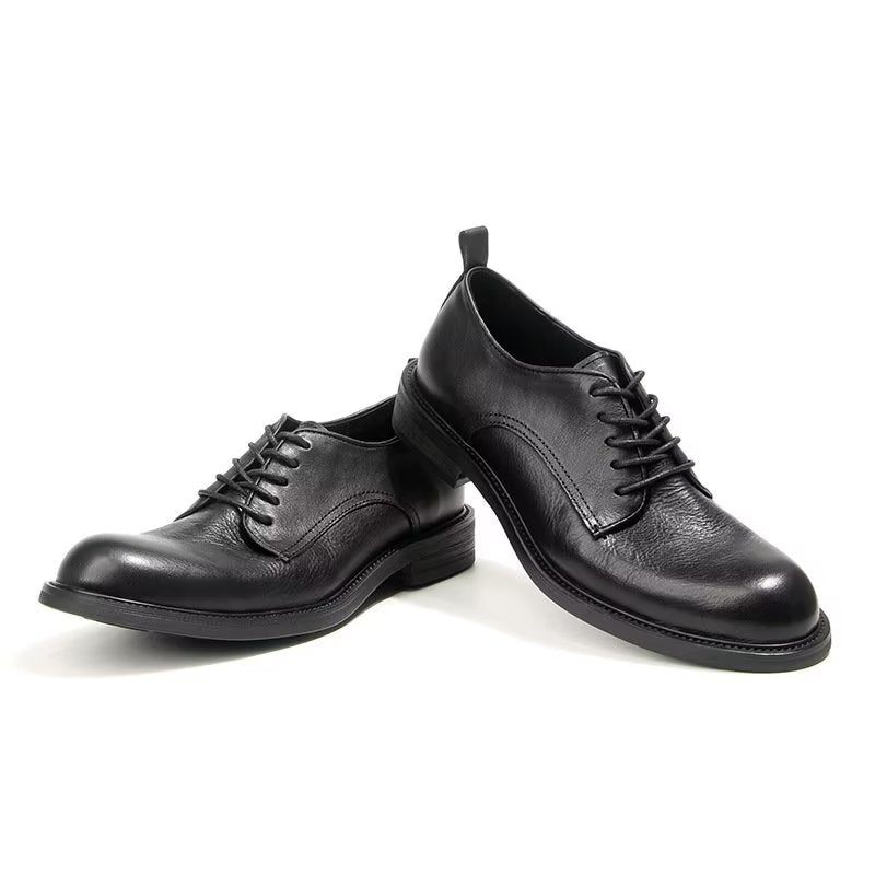 Męskie Buty Wizytowe Eleganckie Skórzane Typu Oxford W Stylu Retro - Czarny