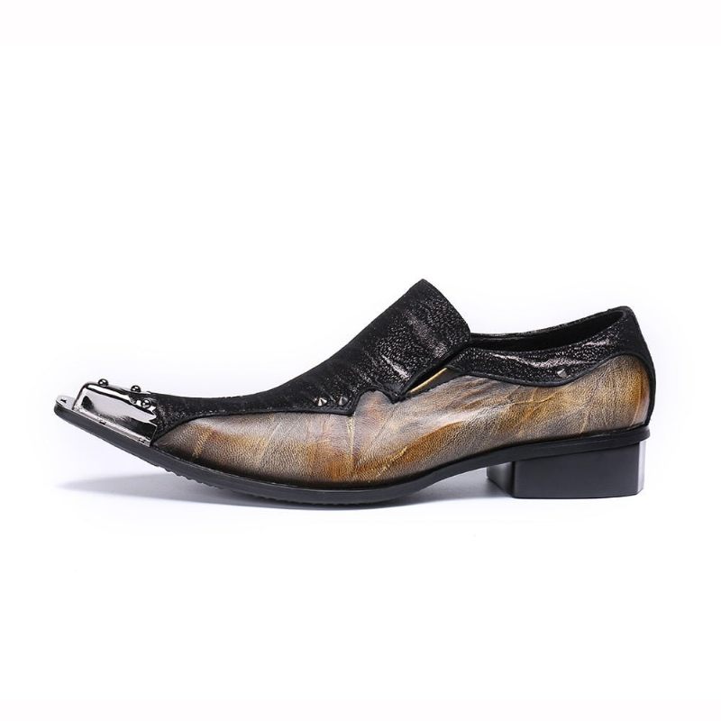 Męskie Buty Wizytowe Eleganza Exotic Dress Loafers - Kawa