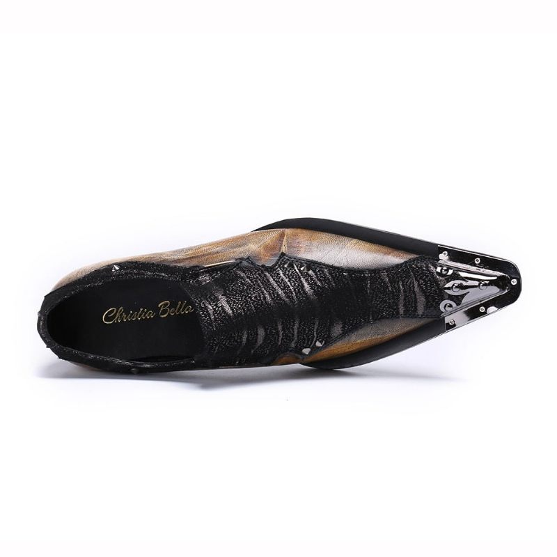 Męskie Buty Wizytowe Eleganza Exotic Dress Loafers - Kawa