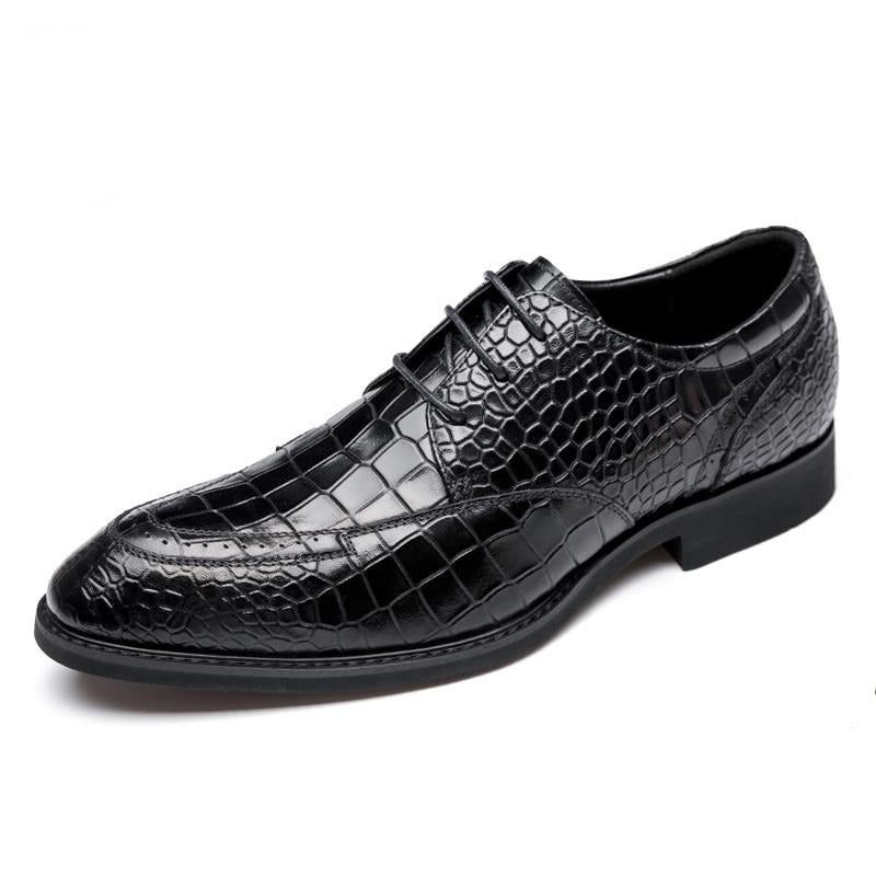 Męskie Buty Wizytowe Luksusowe Crocgloss Classic Brogue Dress - Czarny