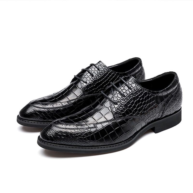 Męskie Buty Wizytowe Luksusowe Crocgloss Classic Brogue Dress - Czarny