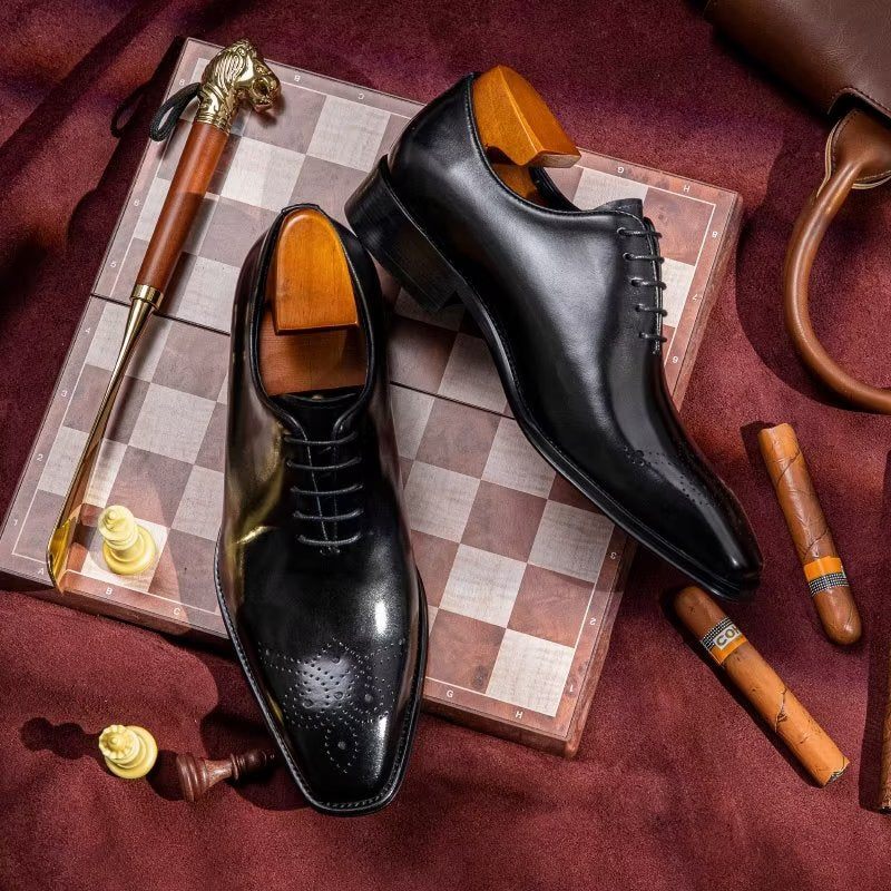 Męskie Buty Wizytowe Luksusowe Oxford Ze Skóry Bydlęcej Elegancji - Czarna