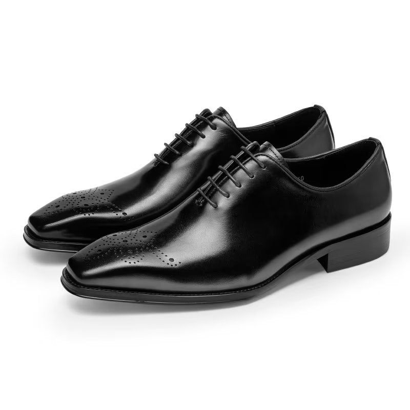 Męskie Buty Wizytowe Luksusowe Oxford Ze Skóry Bydlęcej Elegancji - Czarna