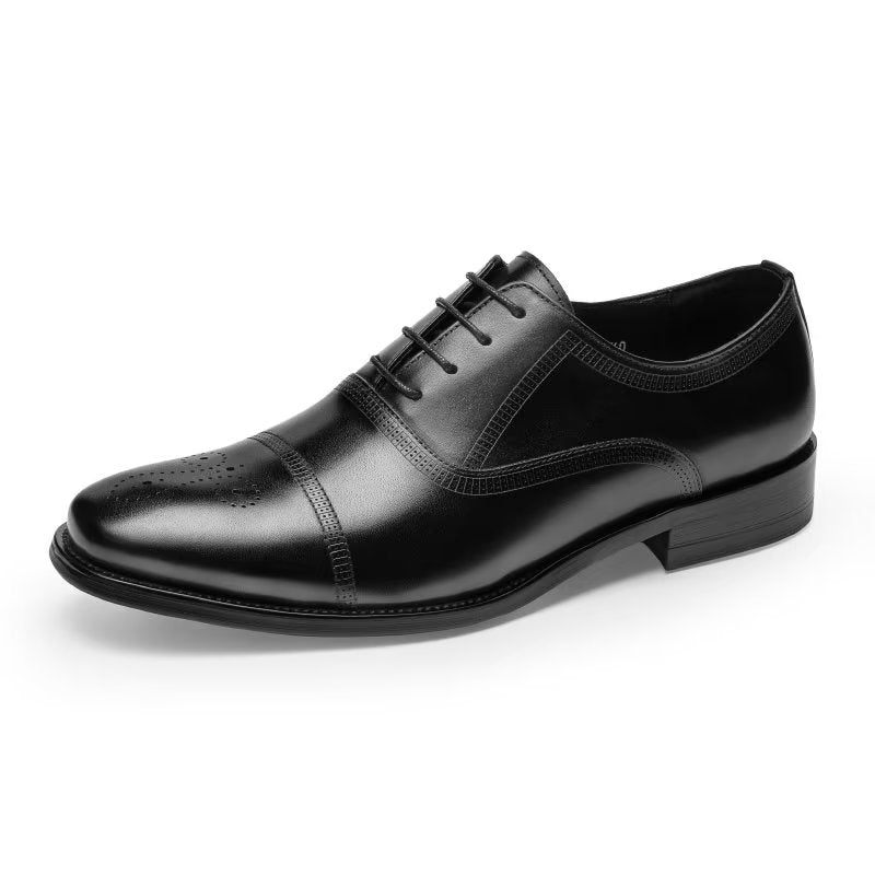 Męskie Buty Wizytowe Luksusowe Skórzane Eleganckie Oxford - Czarna