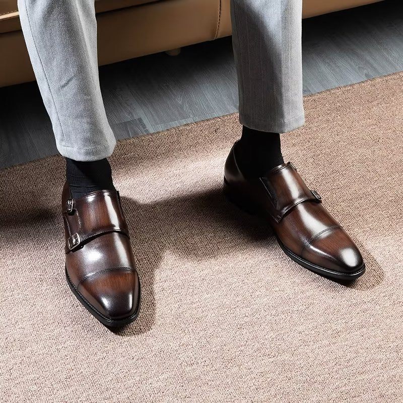 Męskie Buty Wizytowe Monkstrap - Kawa