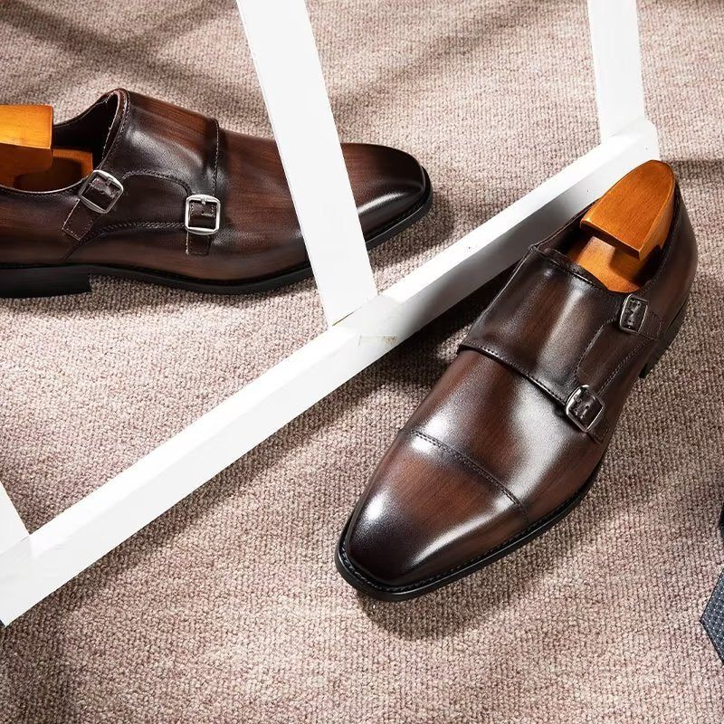 Męskie Buty Wizytowe Monkstrap - Kawa