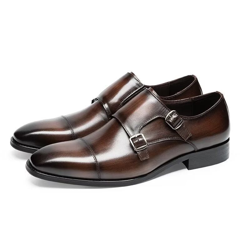 Męskie Buty Wizytowe Monkstrap - Kawa