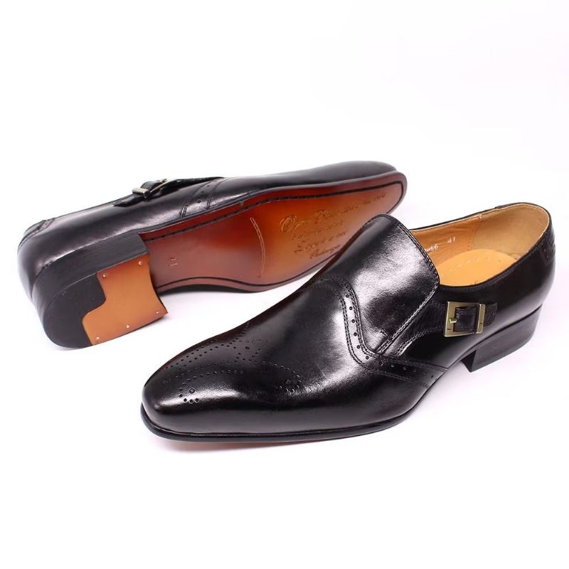 Męskie Buty Wizytowe Monkstrap Buckle Dress Shoes - Czarna