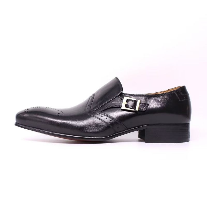 Męskie Buty Wizytowe Monkstrap Buckle Dress Shoes - Czarna