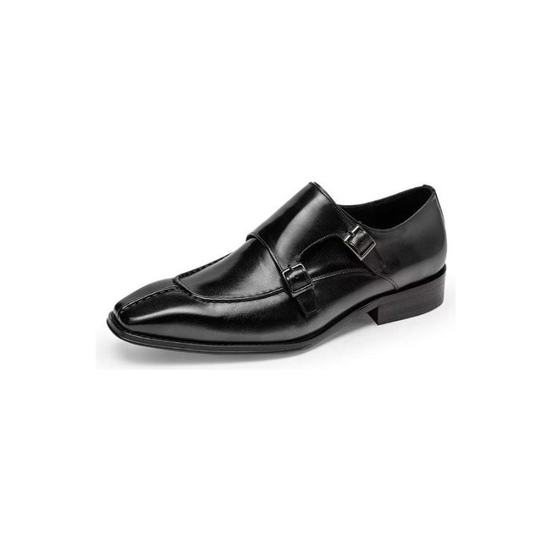 Męskie Buty Wizytowe Monkstrap Eleganckie Ze Skóry Bydlęcej - Czarna