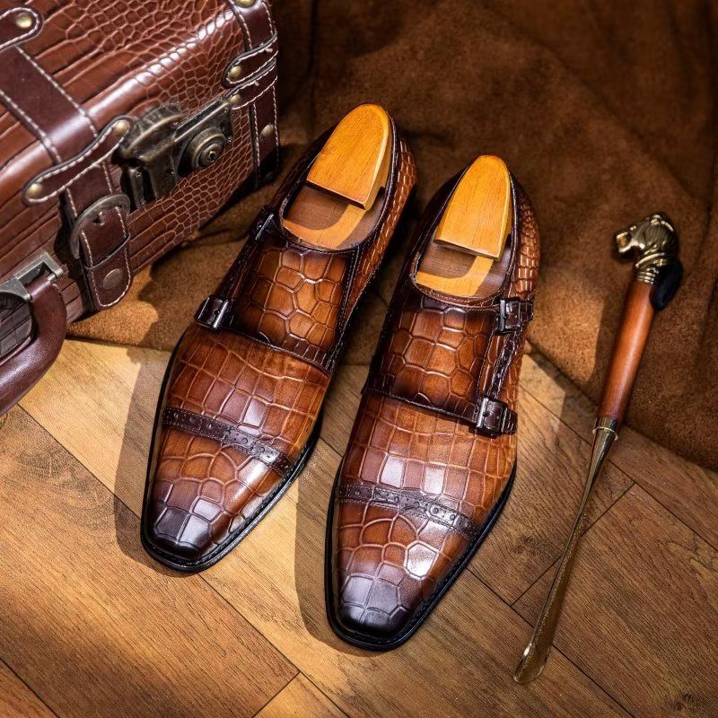 Męskie Buty Wizytowe Monkstraps - Kawa