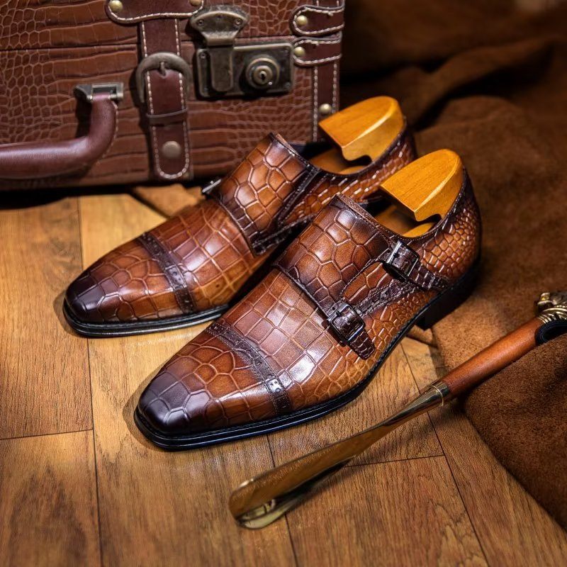 Męskie Buty Wizytowe Monkstraps - Kawa