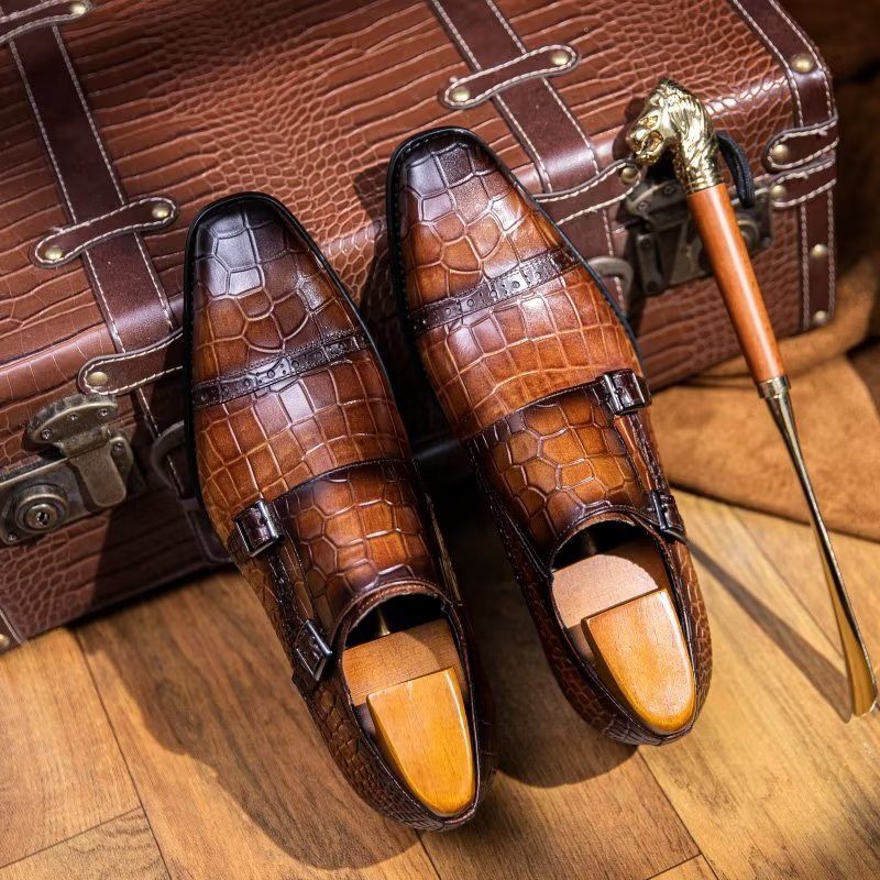 Męskie Buty Wizytowe Monkstraps - Kawa