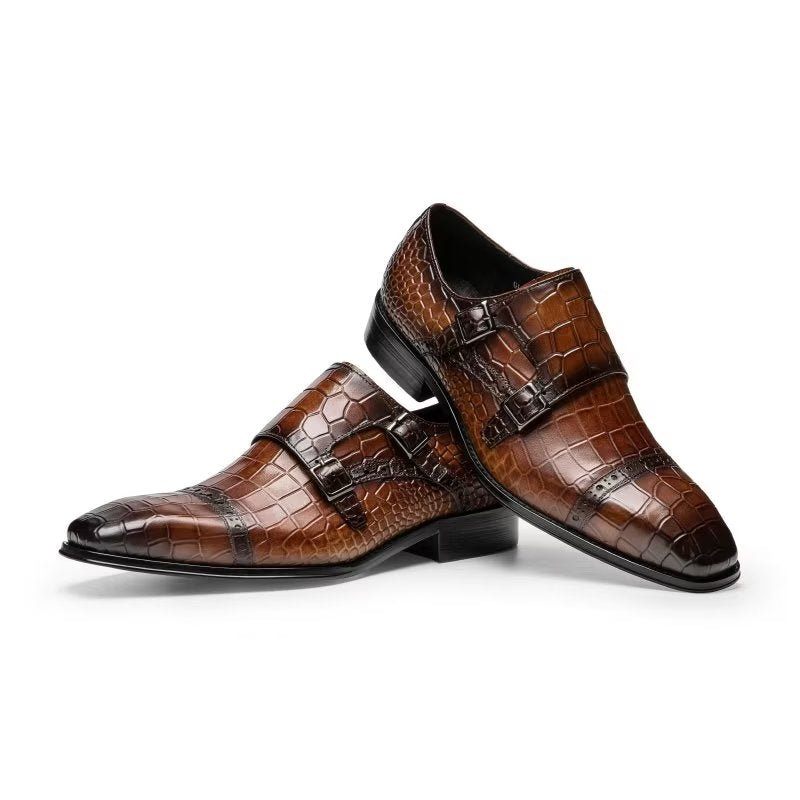 Męskie Buty Wizytowe Monkstraps - Kawa