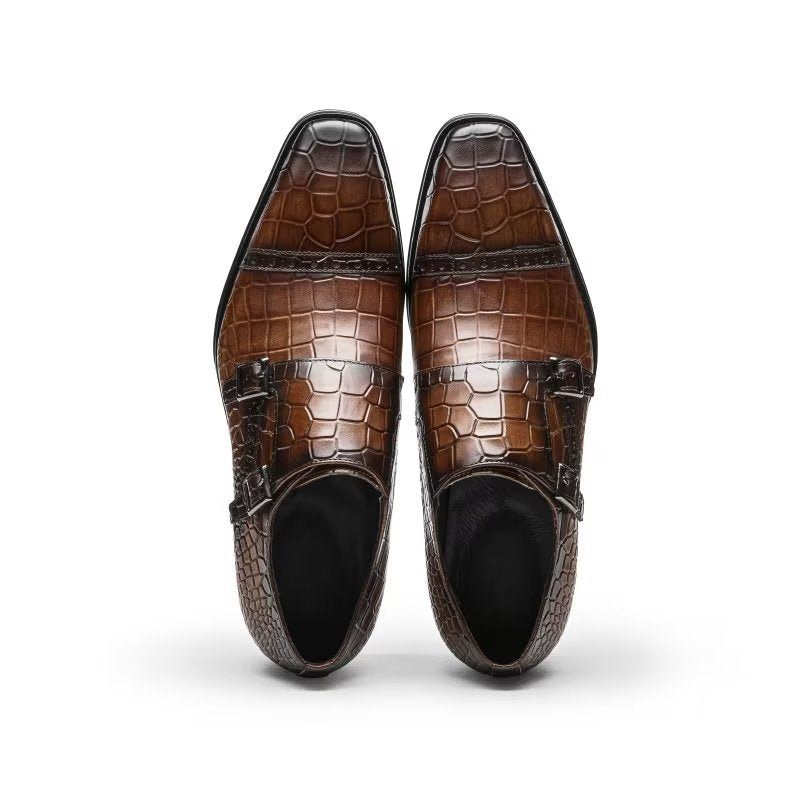 Męskie Buty Wizytowe Monkstraps - Kawa