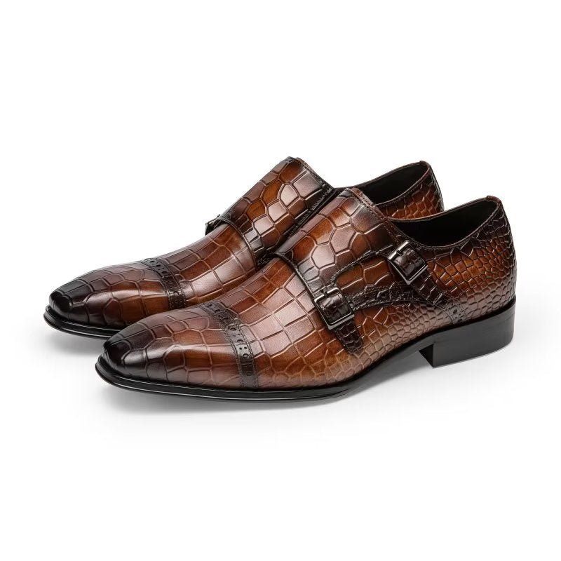 Męskie Buty Wizytowe Monkstraps - Kawa