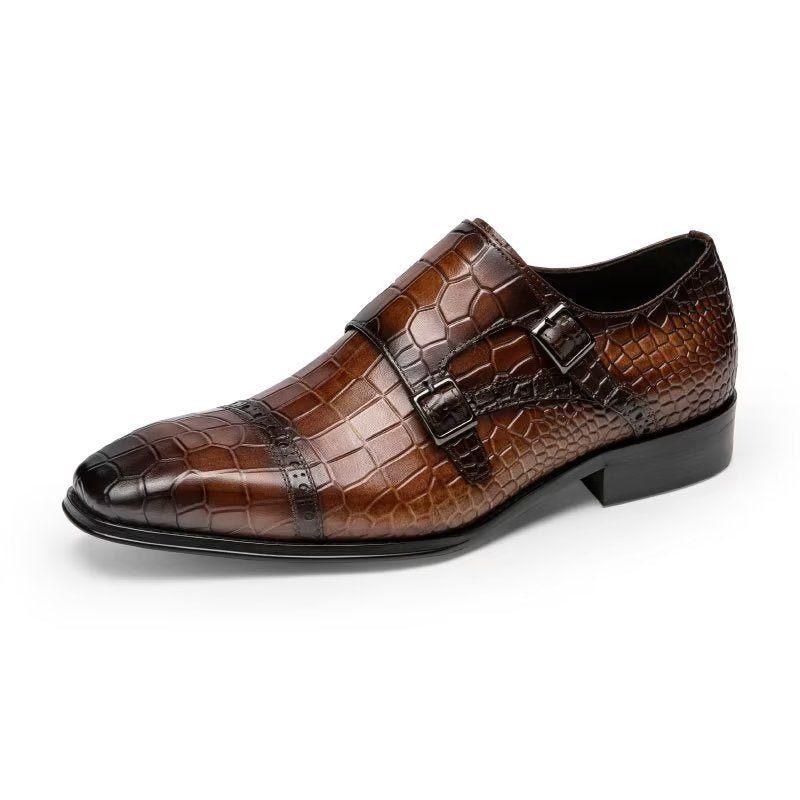 Męskie Buty Wizytowe Monkstraps - Kawa