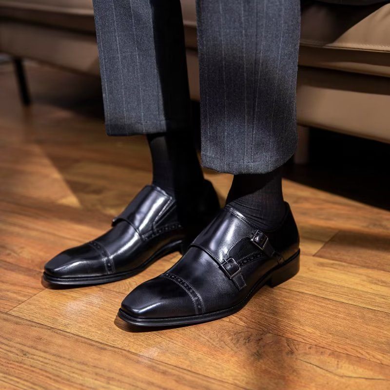 Męskie Buty Wizytowe Monkstraps - Czarna