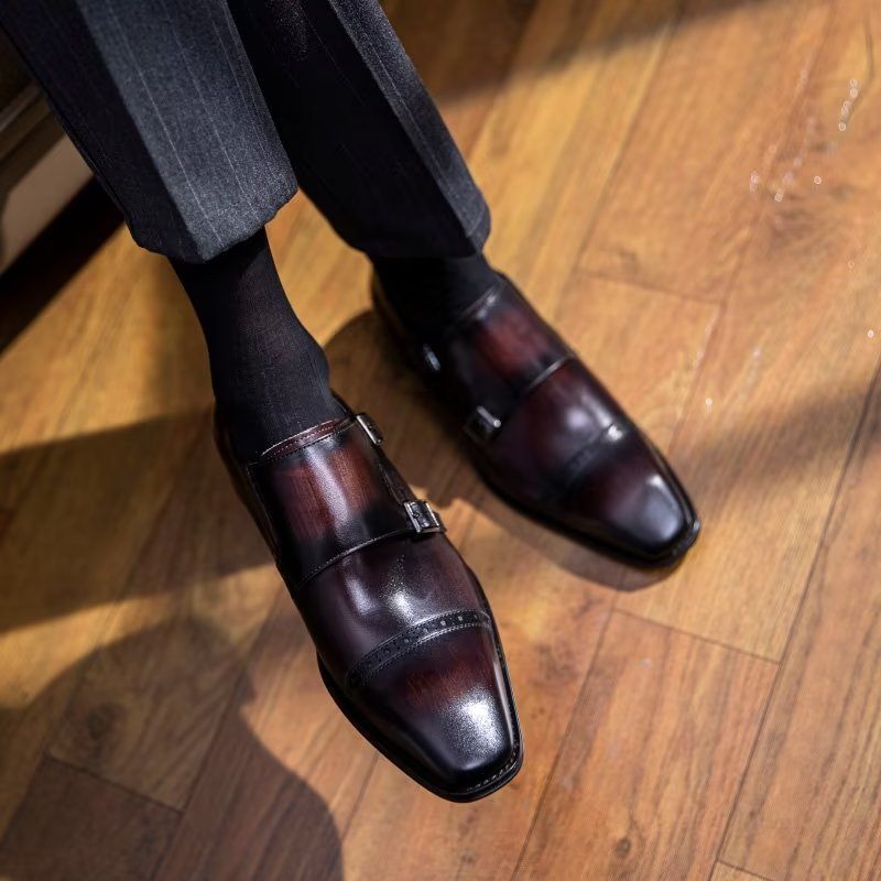 Męskie Buty Wizytowe Monkstraps - Kawa