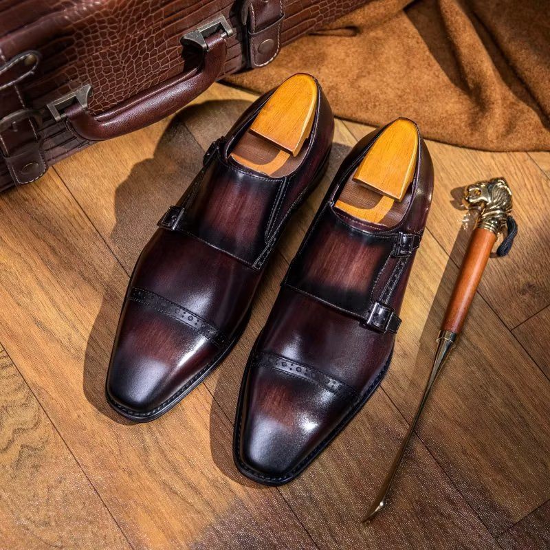 Męskie Buty Wizytowe Monkstraps - Kawa