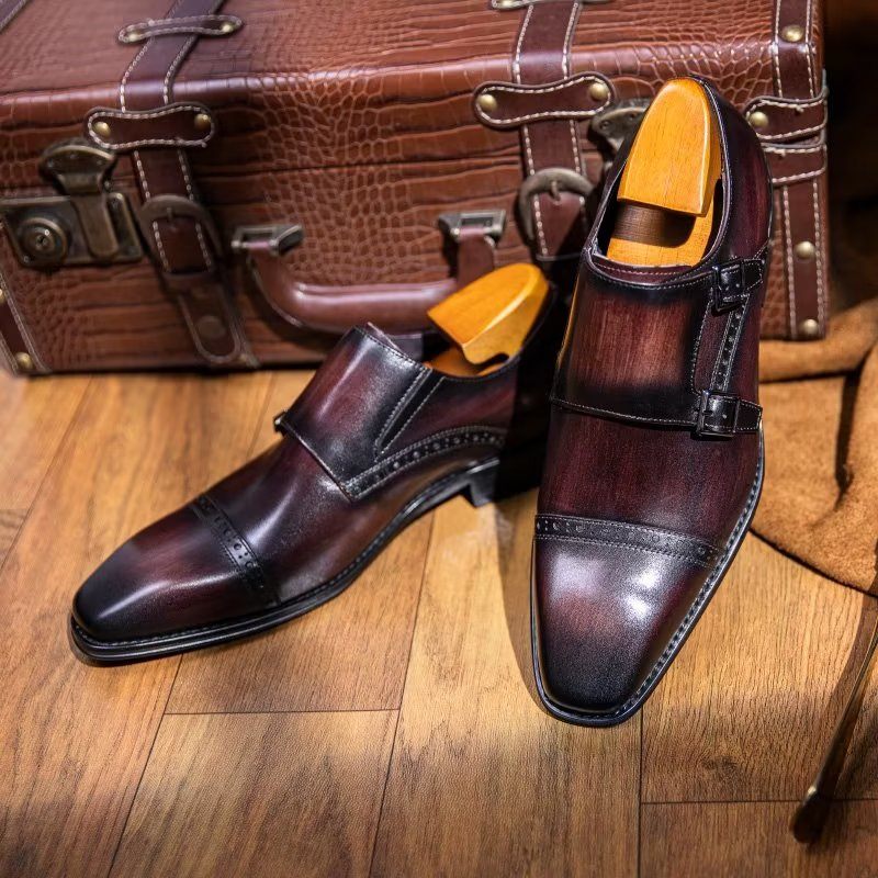 Męskie Buty Wizytowe Monkstraps - Kawa