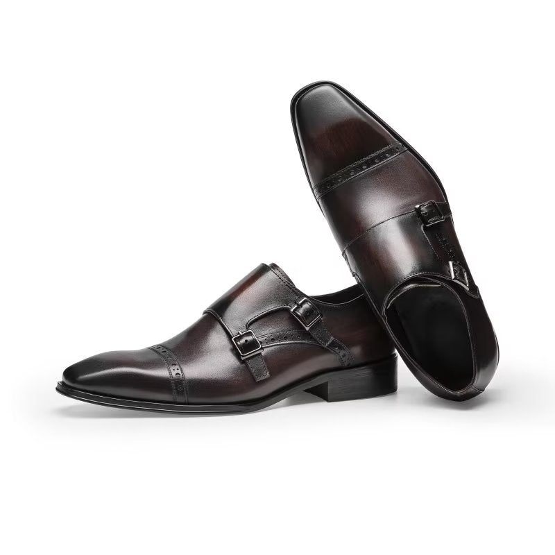 Męskie Buty Wizytowe Monkstraps - Kawa