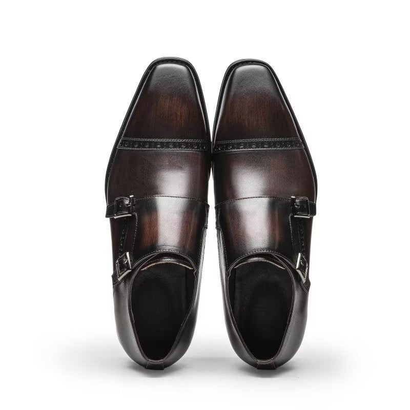 Męskie Buty Wizytowe Monkstraps - Kawa