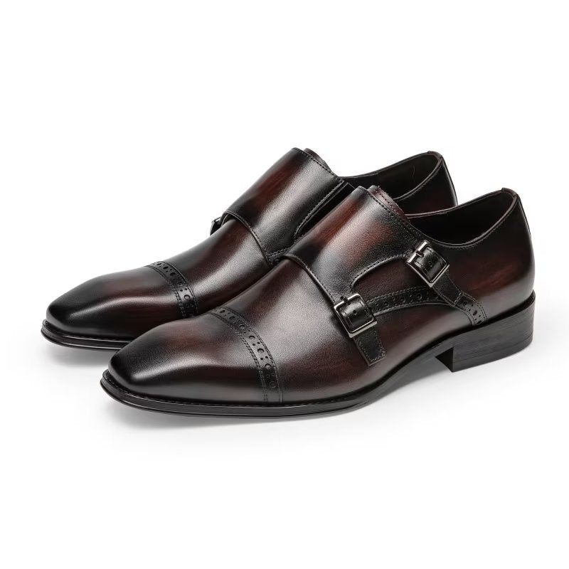 Męskie Buty Wizytowe Monkstraps - Kawa