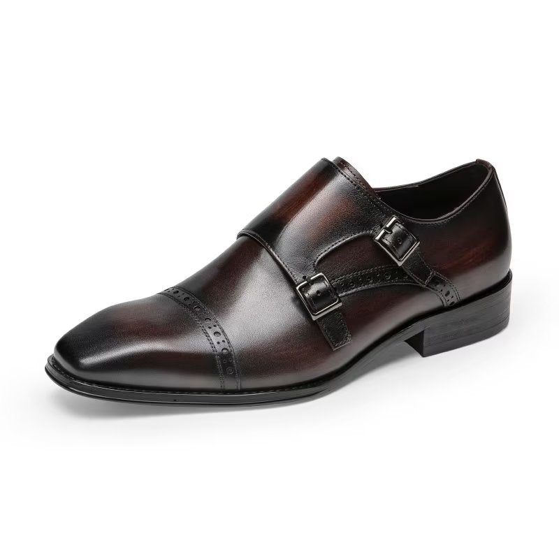 Męskie Buty Wizytowe Monkstraps - Kawa