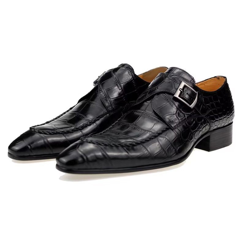 Męskie Buty Wizytowe Prawdziwej Skóry Luksusowe Eleganckie Ślubne Typu Oxford Brogue - Czarny