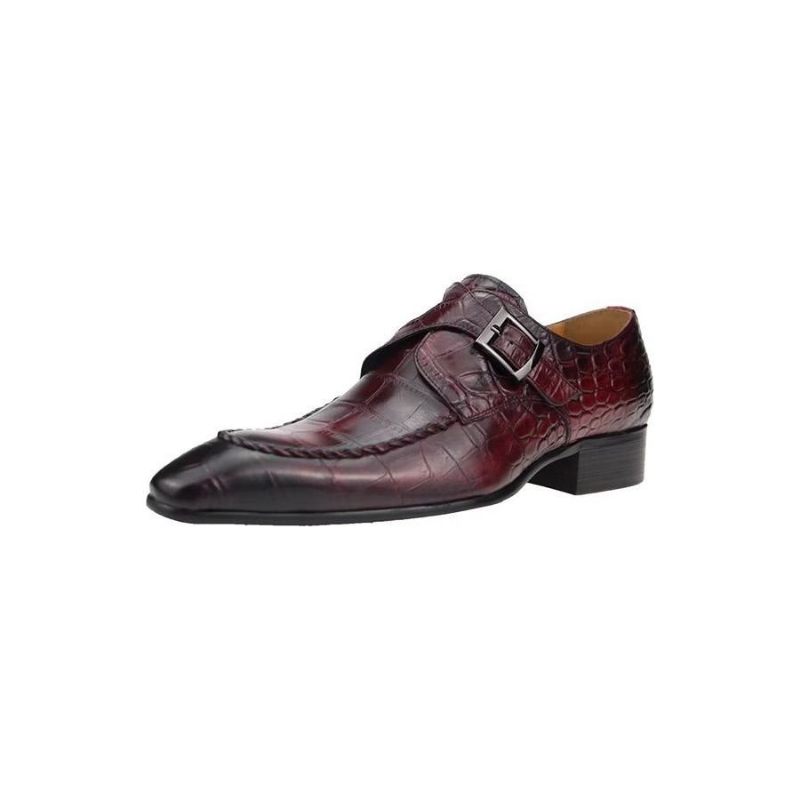 Męskie Buty Wizytowe Prawdziwej Skóry Luksusowe Eleganckie Ślubne Typu Oxford Brogue - Czerwony