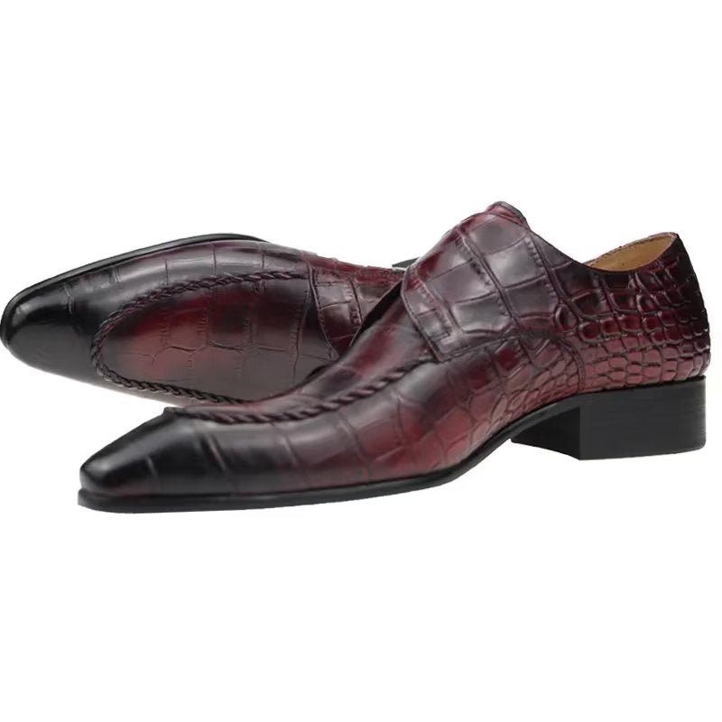 Męskie Buty Wizytowe Prawdziwej Skóry Luksusowe Eleganckie Ślubne Typu Oxford Brogue - Czerwony