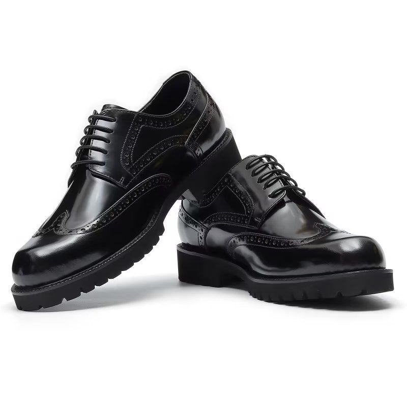 Męskie Buty Wizytowe Tłoczona Elegancja Brogue Dress Shoes - Czarna