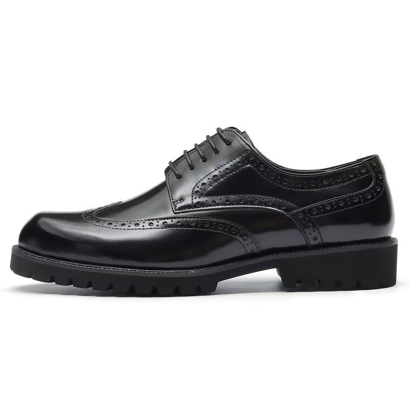 Męskie Buty Wizytowe Tłoczona Elegancja Brogue Dress Shoes - Czarna