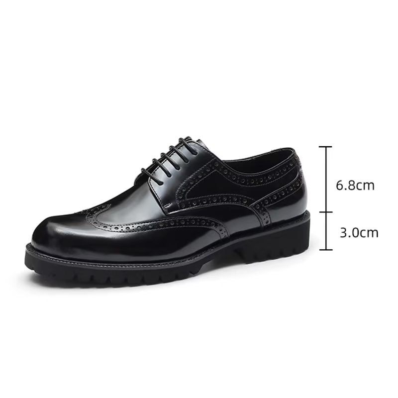 Męskie Buty Wizytowe Tłoczona Elegancja Brogue Dress Shoes - Czarna