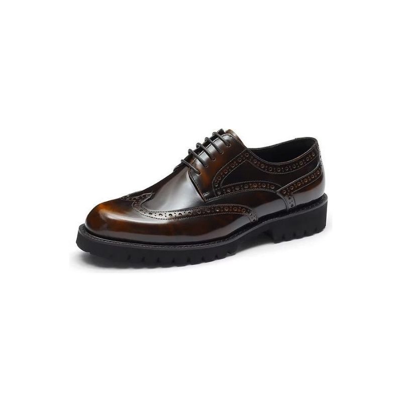 Męskie Buty Wizytowe Tłoczona Elegancja Brogue Dress Shoes - Kawa