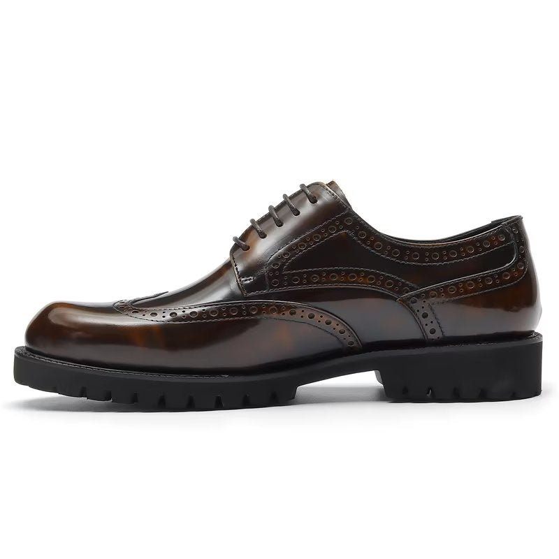 Męskie Buty Wizytowe Tłoczona Elegancja Brogue Dress Shoes - Kawa