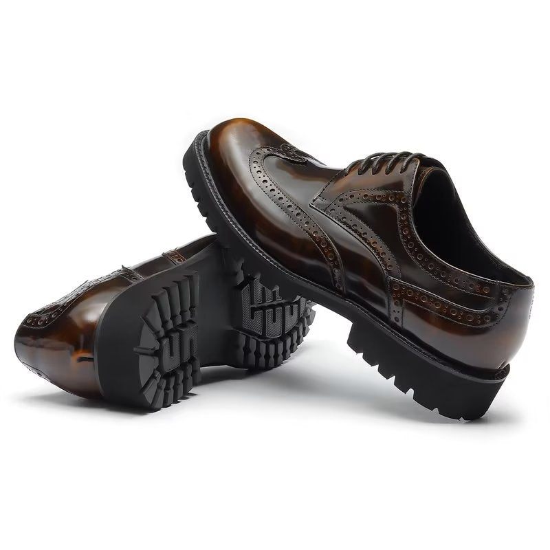 Męskie Buty Wizytowe Tłoczona Elegancja Brogue Dress Shoes - Kawa