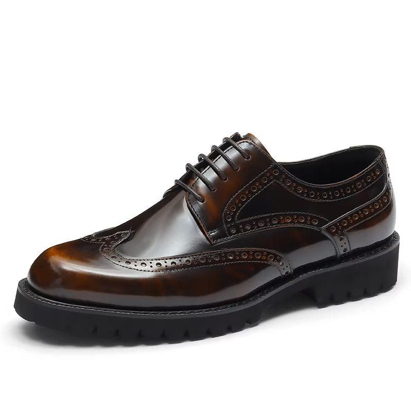 Męskie Buty Wizytowe Tłoczona Elegancja Brogue Dress Shoes - Kawa