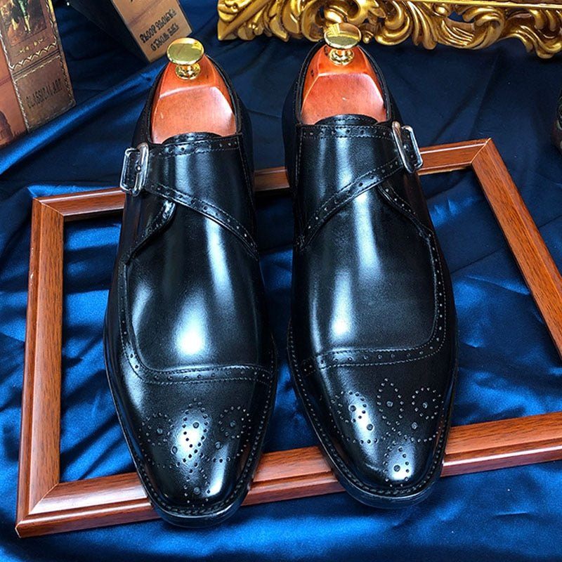 Męskie Buty Wizytowe Wingtip Oxford Półbuty Wykwintna Elegancja - Czarny