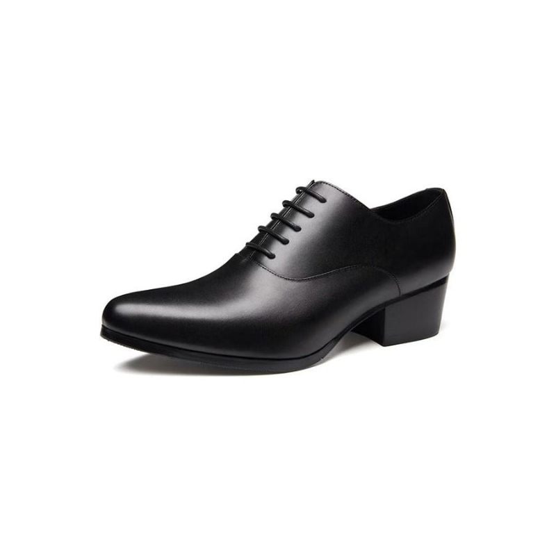 Męskie Buty Wizytowe Wyrafinowane Skórzane Ze Szpiczastym Noskiem Eleganckie Oxford - Czarny