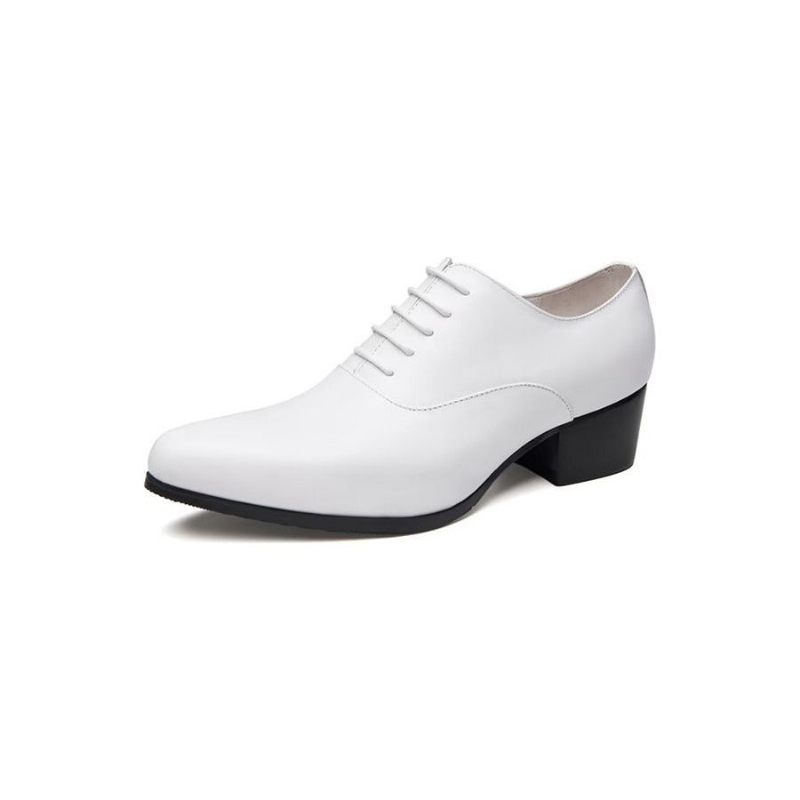 Męskie Buty Wizytowe Wyrafinowane Skórzane Ze Szpiczastym Noskiem Eleganckie Oxford - Biały