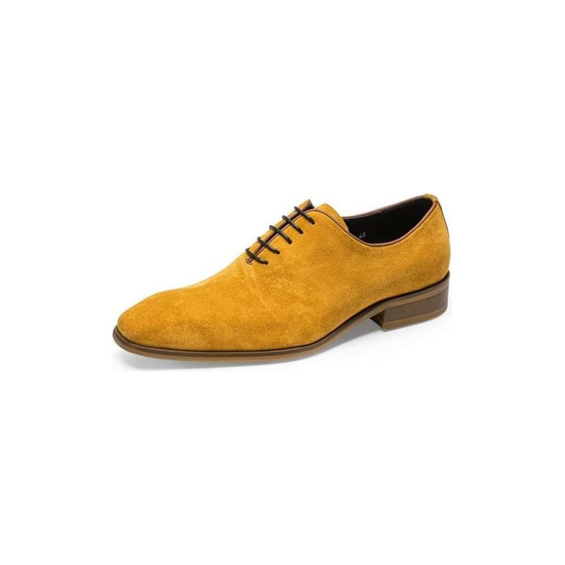 Męskie Buty Wizytowe Zamszowe Eleganckie Oxford - Żółty