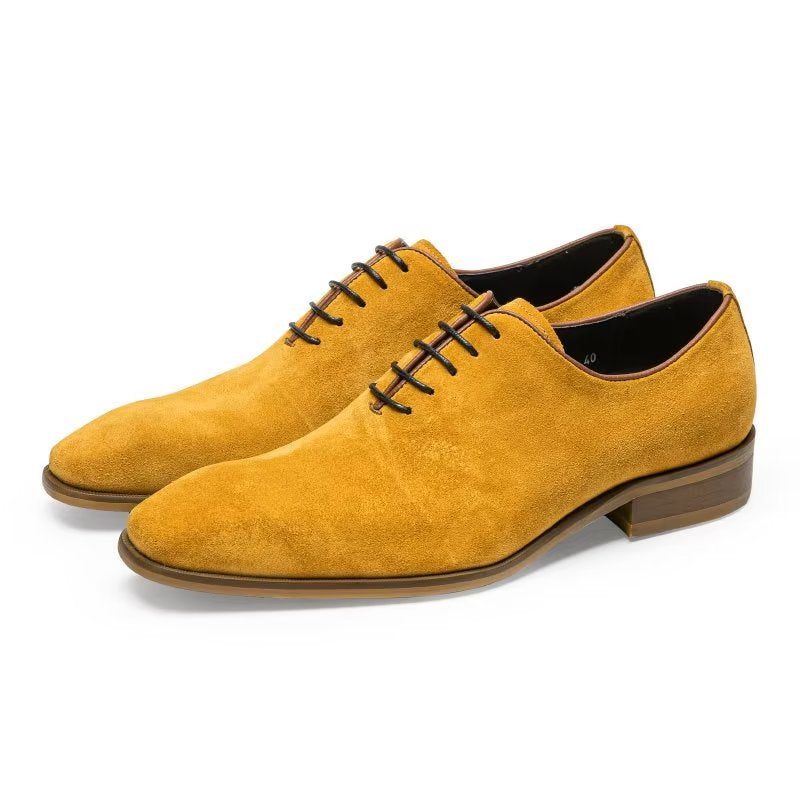 Męskie Buty Wizytowe Zamszowe Eleganckie Oxford - Żółty