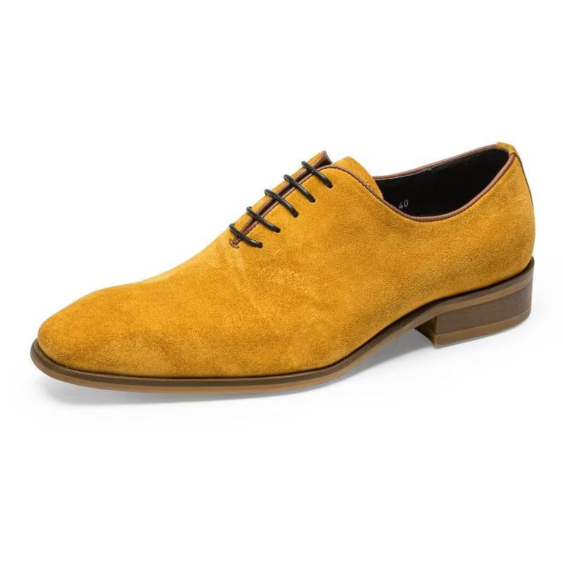 Męskie Buty Wizytowe Zamszowe Eleganckie Oxford - Żółty