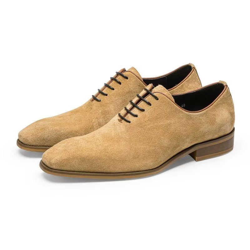 Męskie Buty Wizytowe Zamszowe Eleganckie Oxford - Beżowy