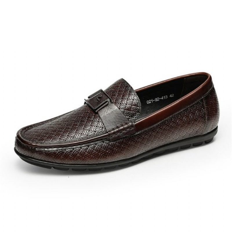 Męskie Mokasyny Exotic Chic Crocflex Slip-on Loafer Shoes - Kawa