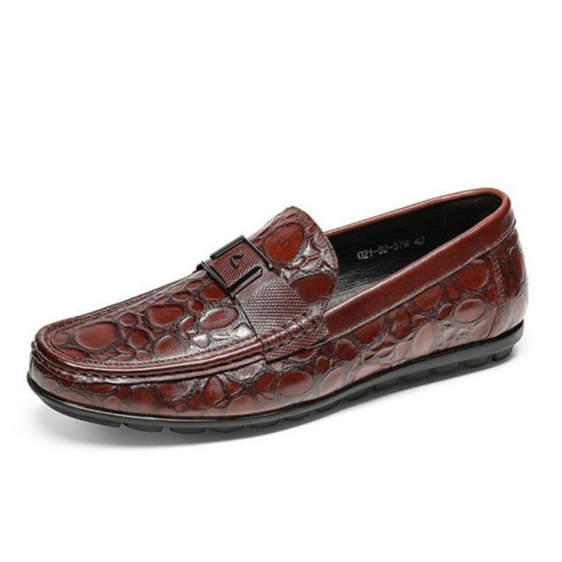 Męskie Mokasyny Exotic Chic Crocflex Slip-on Loafer Shoes - Czerwony